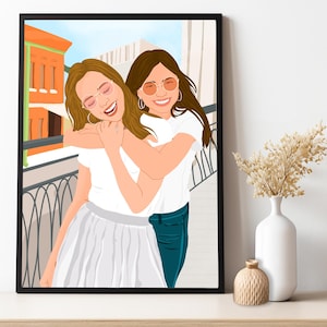 Personalisiertes Geschenk für sie, Benutzerdefiniertes Porträt, Beste Freundin Geburtstagsgeschenke, Gesichtslose Illustration, Schwester Geschenk, Cartoon Porträt vom Foto