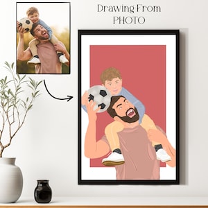 Regali personalizzati per la festa del papà, ritratto di famiglia a fumetti, regalo per neopapà, disegno di famiglia, regalo di compleanno personalizzato per papà, dipinto da foto