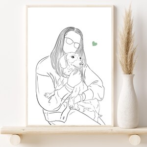 Ritratto di cane personalizzato, ritratto di famiglia con cane, regalo per mamma e papà di cani, disegno di ritratto di animali domestici, regalo per lei, schizzo personalizzato di animali domestici