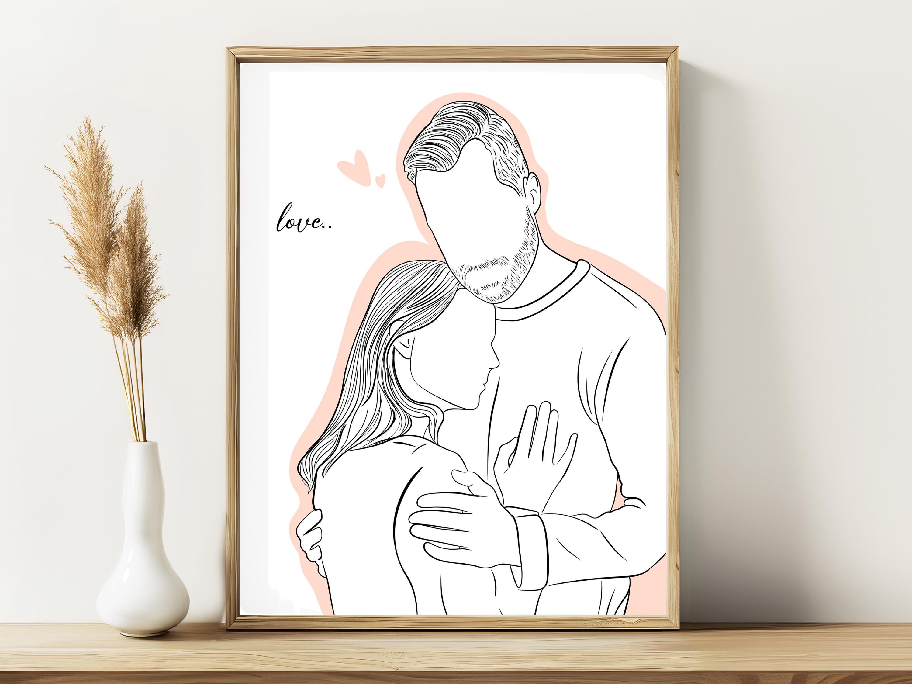 Custom Line Drawing from Photo - Minimalist Couple Portrait, Personalized Gifts, Anniversary Gift, Birthday Gifts, Gifts for Boyfriend