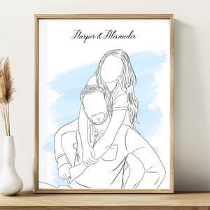 Personalized couple line art with names, showing a playful piggyback pose – a thoughtful custom gift for boyfriend, anniversary, or birthday.