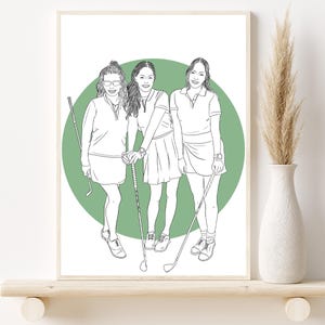 Illustrazione personalizzata del ritratto della migliore amica, regalo di compleanno per la sorella e regalo per l'amica, disegno da foto, regali personalizzati per la migliore amica