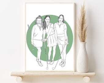 Custom Friend Portrait Illustration: Birthday Gift for Her Friend, Personalized Drawing from Photo
