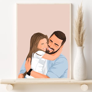 Custom Family Portrait, Personalized Gift for Dad, First Father&#39;s Day Gift, New Dad Gift, Cartoon Portrait from Photo, Gift for Grandpa