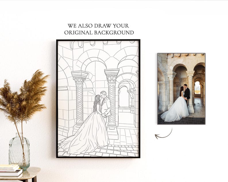 Custom Line Zeichnung vom Foto - Personalisiertes Paar Portrait & Geschenk für Freund Bild 7