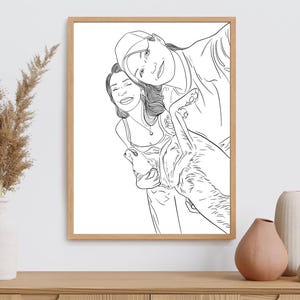 Ritratto del migliore amico, regalo di compleanno per sorella, illustrazione personalizzata, regalo di Natale per amico, disegno da foto, disegno al tratto, ritratto personalizzato