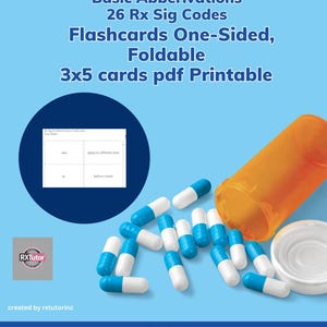 26 Rx Sig Codes Flashcards: Pharmacy & Nursing Medical Abbreviations (PDF Printable)