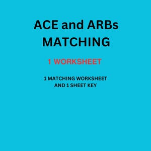Ace and Arbs Matching Worksheet with Key, Medical, Pharmacy, Nursing
