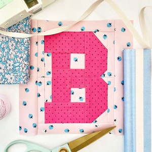Varsity Alphabet Quilt Block Pattern - FPP Paper Piecing - PDF