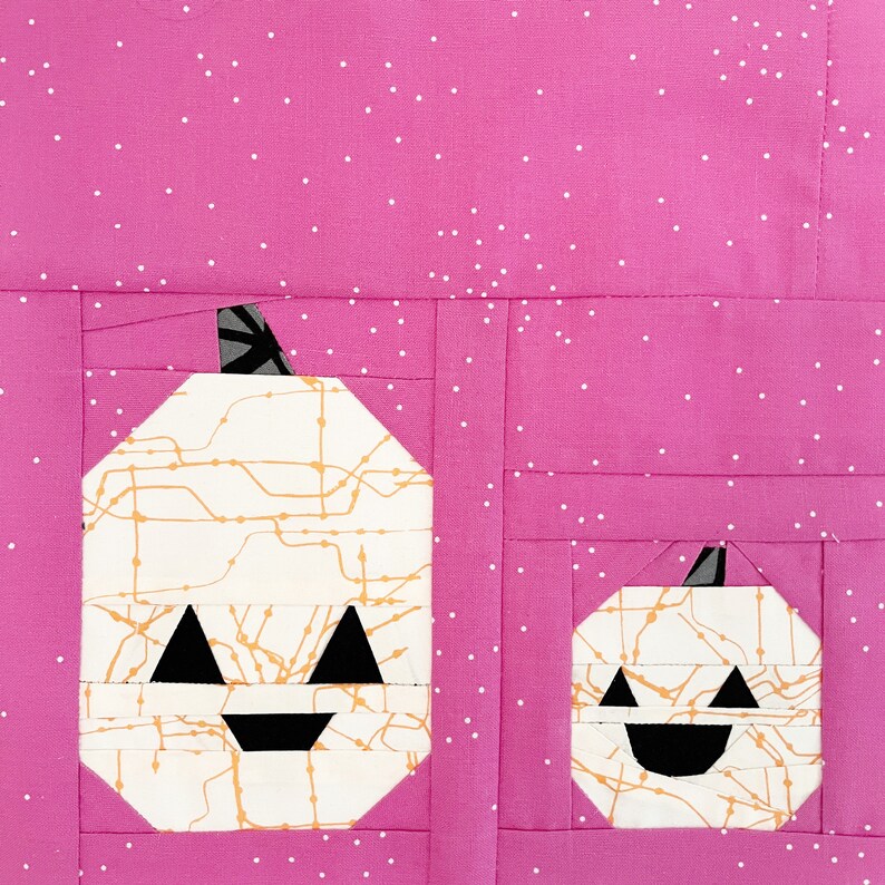 Pumpkin Quilt Block Pattern Jack O Lantern Halloween FPP Paper Pieced PDF Download image 5