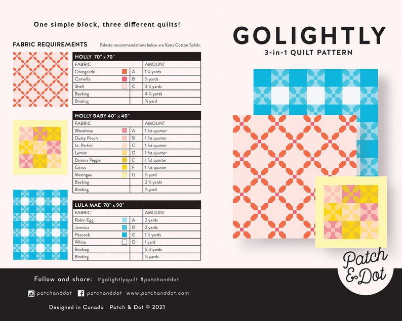 Golightly 3-in-1 Quilt Pattern PDF