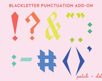 Satzzeichen Quilt Blöcke - Blackletter Alphabet Add-On - PDF
