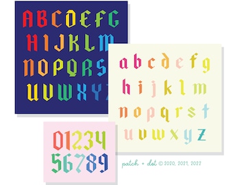 FPP Alphabet Quilt Patterns - Groß- und Kleinbuchstaben, mit Zahlen-Block - Blackletter Bundle