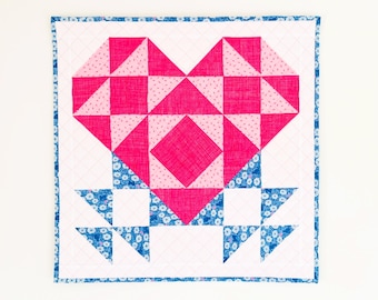 Herz Quilt-Block-Muster - PDF - Printable Download - Valentinstag