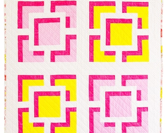 Luftiges Quilt-Muster - Retro geometrische Blöcke - PDF-Download