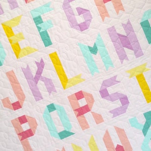 Alphabet Quilt Pattern PDF digital download Ribbon Letters image 1