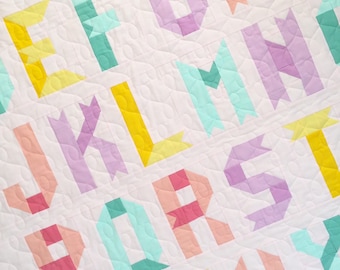 Alphabet Quilt Pattern PDF digital download Ribbon Letters