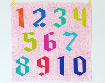 Nummer Quilt-Block-Muster | Papier geflickt | FPP | Druckbares PDF