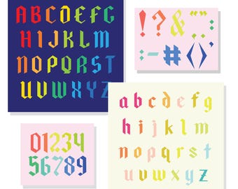 FPP Alphabet Quilt Patterns - Groß- und Kleinbuchstaben, Zahlen, Satzzeichen - Blackletter Bundle