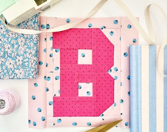 Alphabet Quilt Block Pattern, Varsity, FPP Paper Piecing, PDF