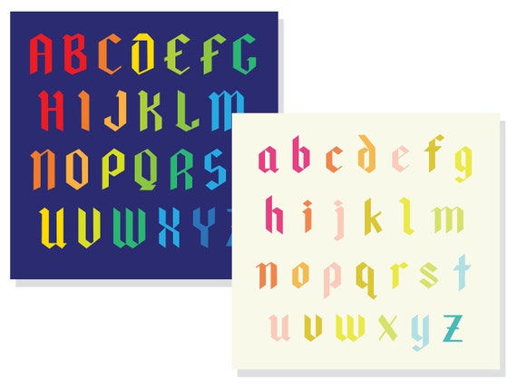 Blackletter Alphabet Quilt Pattern BUNDLE - Uppercase + Lowercase FPP Blocks - PDF download