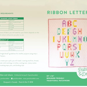 Alphabet Quilt Pattern PDF digital download Ribbon Letters image 10