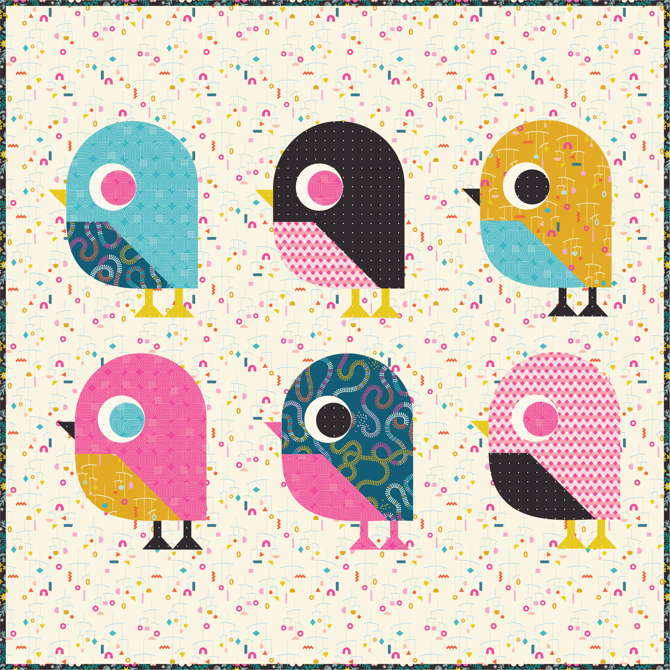 Baby Quilt Pattern, Little Bird PDF, Modern Baby Quilt