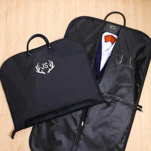 Personalized Waterproof Garment Bag,Monogrammed Suit Bag,Leather Handle Garment Bag,Father of Groom,Groomsmen Gift Custom Name Suit Bag