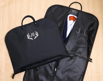 Personalized Waterproof Garment Bag,Monogrammed Suit Bag,Leather Handle Garment Bag,Father of Groom,Groomsmen Gift Custom Name Suit Bag