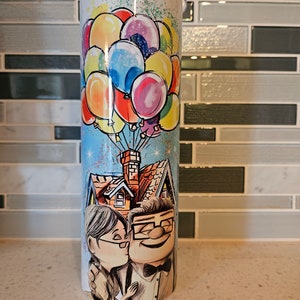 Carl & Ellie**Balloons**love**20 oz skinny tumbler** cold and hot drink**