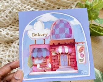 Kawaii Bakery Shop Art Print (5x5'')