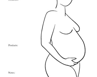 4 Maternity Body Paint Charts- Body Templates for Body Painters