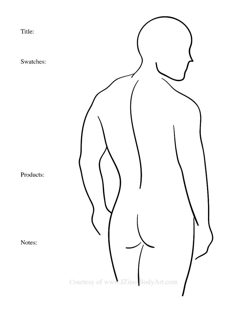 7 Male Body Paint Charts Body Templates for Body Painters image 2