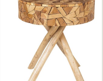 Teak Wood Side Table - Teak Furniture - Teak Wood Design - Modern Teak Wood Table - Rustic Teak Wood