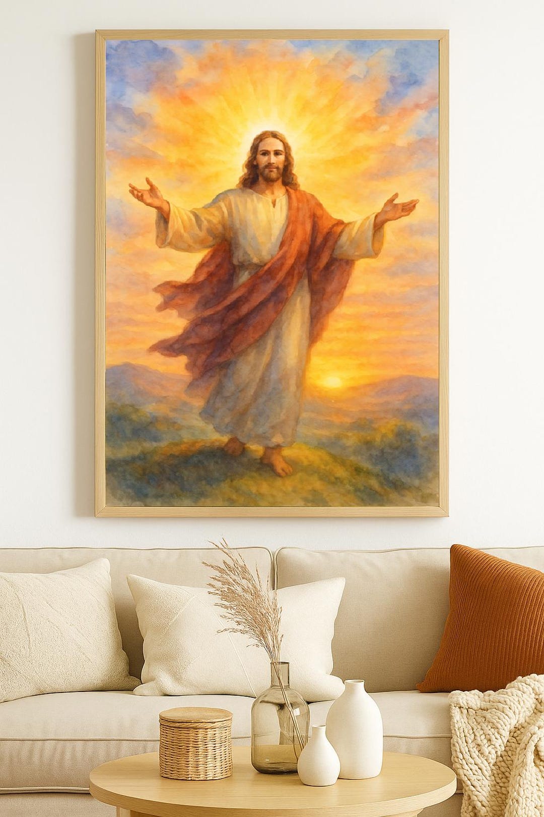 【美品】888Ｈｚ Jesus Christ ゴールド マドモアゼル・愛 巾着付 Jesus Christ Calling Wall Art– Christian Gift for Loved Ones