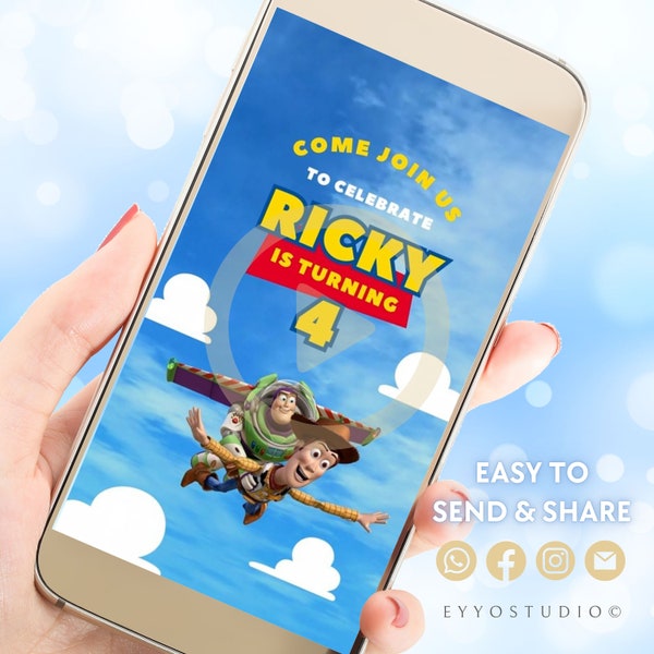 Personalized TOY STORY Birthday Video Invitation with photo | Boy Girl Fun Theme Animated Invite | Two Infinity and Beyond Party Animation