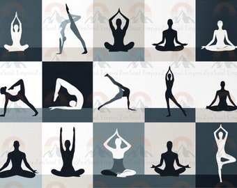 Graceful Asanas: A Modern Art Collection of Yoga Poses in Soothing Hues