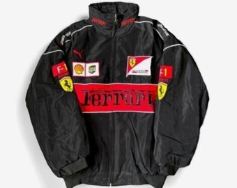 Benutzerdefinierte Ferrari F1 Jacke, Rennjacke Formel 1, Unisex Y2K 90er Jahre StreetwearRacing, Y2k Lettermen Style Jacke, Rennjacke