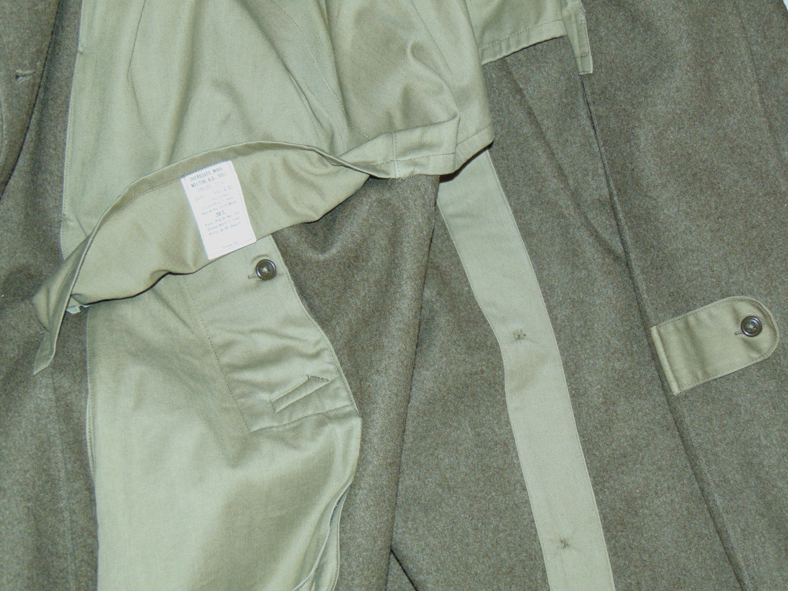 Vintage World War II Surplus Army Olive Green Heavy Wool Long Trench Coat 38L Mens Etsy