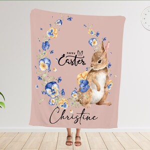 Custom Easter Blanket, Personalized Baby Girl Blanket, Customized Kids Name Throw, Easter Bunny Gift, Special Easter Gift for son, Daughter
