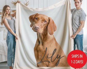 Custom Pet Blanket, Personalized Dog Photo Blanket With Name, Custom Dog Throw, Pet Photo Blanket Dog Dad Gifts, Pet Lover Christmas Gifts