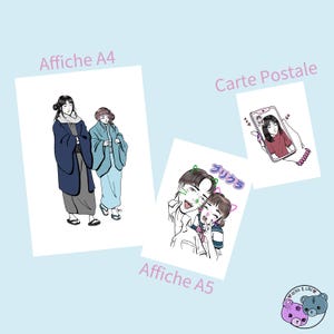 Affiche A4 / Affiche A5 / Carte Postale - AKIRA & LOU (style manga)