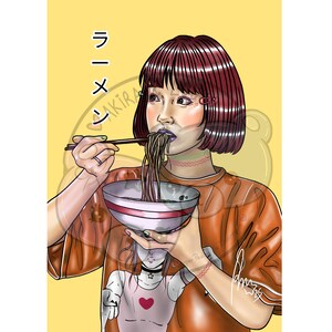 Ramen ラーメン - Formats A4, A5 ou Carte Postale + Format numérique