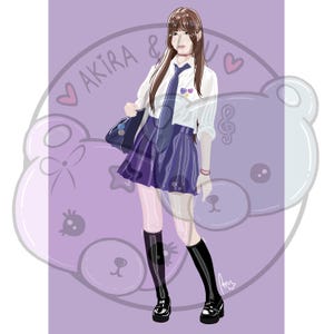 Lycéenne du Japon - Formats A4, A5 ou Carte Postale + Format numérique