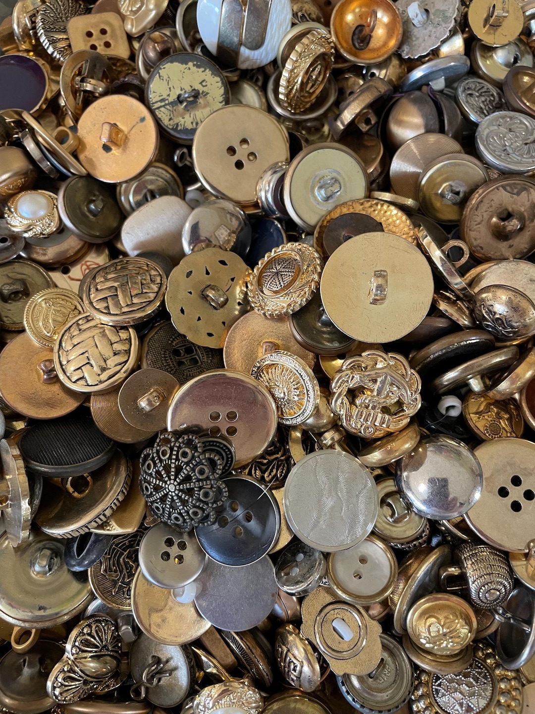 Vintage Gold and Silver Color Metal Buttons in a Variety of Shades and ...