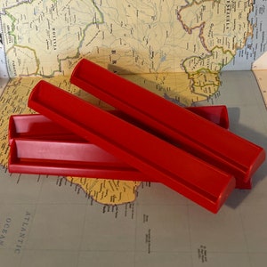 Vintage Red Plastic Scrabble Tile Holders- Set of 4; Home Décor, Crafts, Supplies
