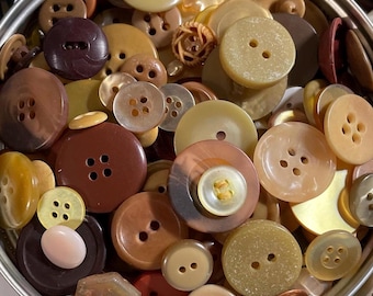 Vintage Neutral Color Buttons, Set of 100, Sewing Crafts