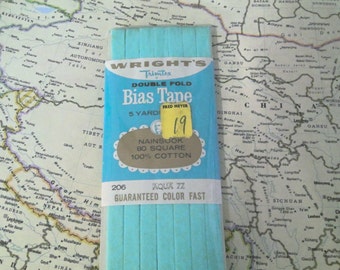 Vintage Summer Aqua Double Fold Bias Tape--5 Yards