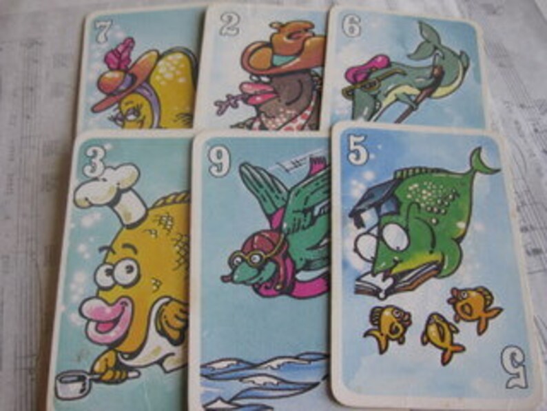 Vintage go fish game cards set of 10 etsy