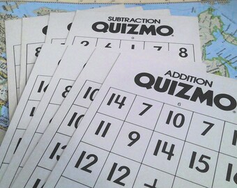 Vintage Quizmo Subtraction and Addition Bingo Cards- Set of 8